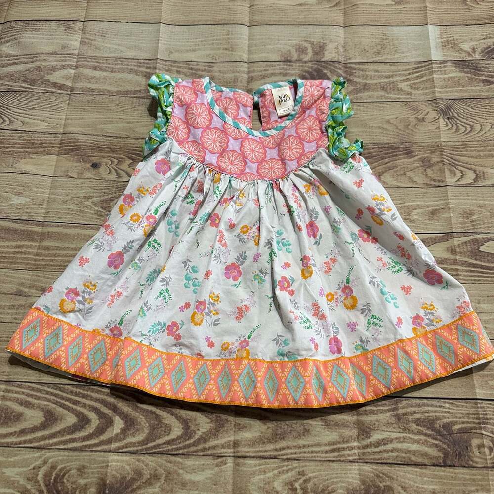 Wildflowers Clothing Girl's Floral Flutter Sleeve Empire Waist Tunic Top Size 6